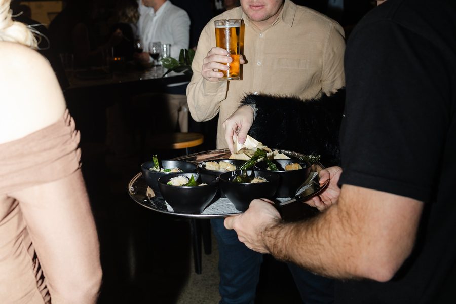 Canapés passed on a tray